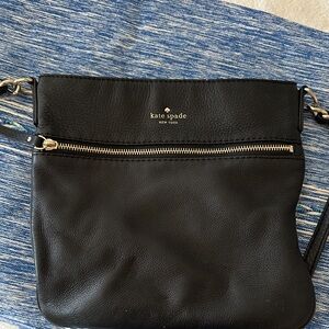 Kate Spade Black Leather Crossbody Bag with Gold Details